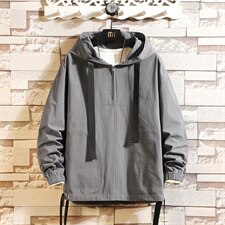2021秋季砖墙大码男新日系连帽抽绳套头宽松夹克外套潮J6011-P65，男装夹克，电商A001