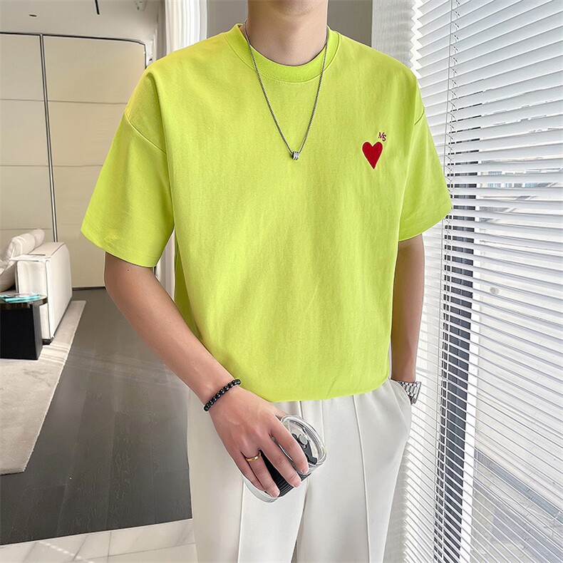 轻熟风~2025夏季新款爱心刺绣短袖T恤T2018/P38，男装T恤，电商B331