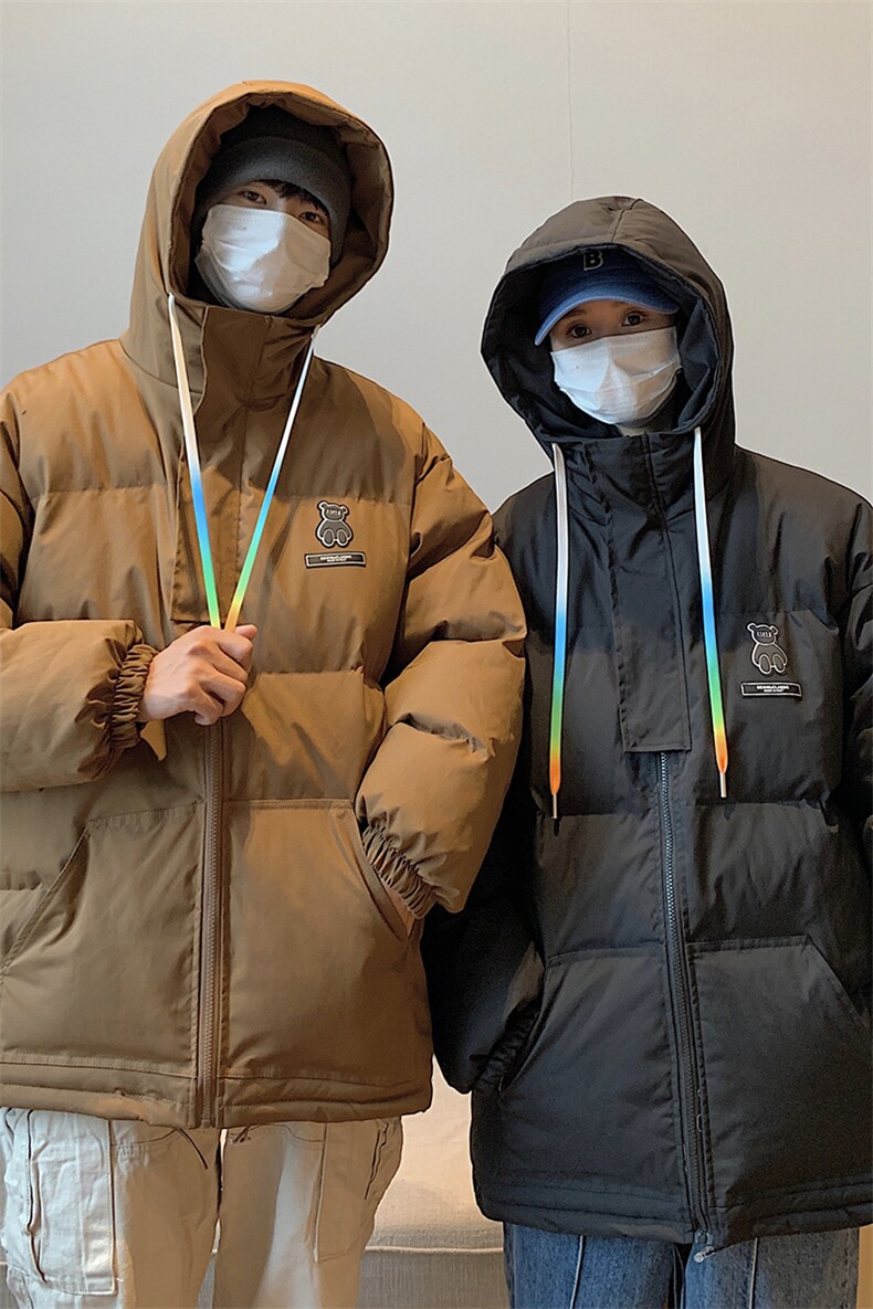 情侣装冬装小熊加厚宽松连帽面包服棉衣外套情侣装棉服G1033P128,男装棉衣,电商A339