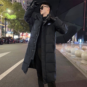AY110/P148控188冬季社会小伙潮流保暖长款过膝百搭棉服男黑首2图片