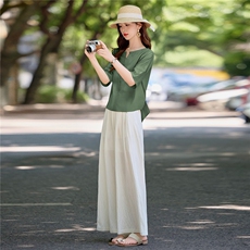 2025夏装新款重工绣花套装宽松阔腿裤2件套，女装套装/套裙，慕依路