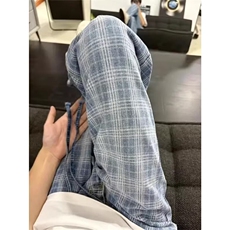 水洗复古牛仔裤男秋季新款宽松直筒裤潮高街阔腿休闲裤LG9577-P48，男装牛仔裤，星座1008