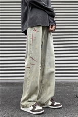 2023美式复古水洗磨毛牛仔裤宽松直筒裤子B315-K23414-p55控68，男装牛仔裤，电商B315