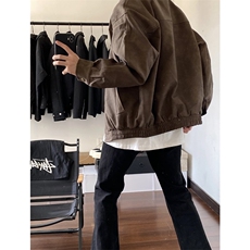 抖音PU皮夹克宽松复古纯色外套DY2407-特P80加厚2408-P90，男装夹克，星座1213