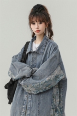 刺绣拼接牛仔夹克男大码M-5XL潮中性风外套男NZ77065P95控128，男装工装外套，星座227-7