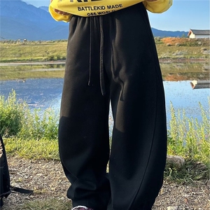 2026秋季潮空气层运动加厚长裤子美式潮牌宽松直筒休闲卫裤男女