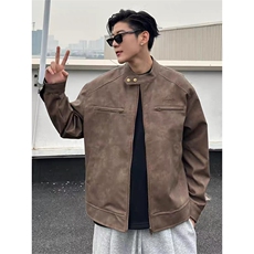 网图慎用PU皮衣外套立领机车服工装飞行员夹克XZ514-2-JK096-P90，男装夹克，星座514-2(原B239)