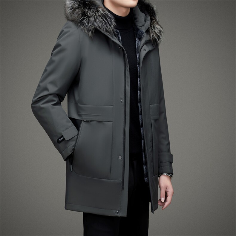 BAMJ-8921钱塘2020-2中年男士商务休闲简约有帽厚款外套P390，男装夹克，钱塘207-2