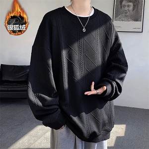 薄款改加绒特批P38无差价冬季百搭潮男加厚银狐绒卫衣W5000J加绒图片