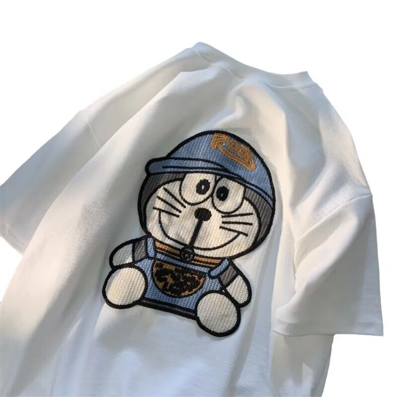 重磅纯棉短袖t恤男ins潮宽松半袖叮当猫刺绣情侣装上衣GA388P28,男装T恤,星座1013-5