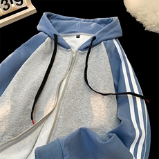 现货二开GSY9913-特P55美式条纹开衫连帽外套男卫衣潮牌宽松夹克，男装夹克，电商D310B