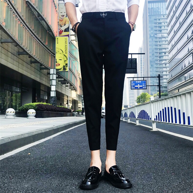 G2021新款英伦潮男夜店发型师修身九分休闲裤西裤,男装休闲裤,星座1904A