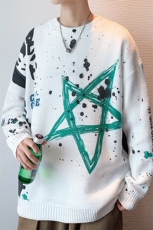 ！2023秋冬新款男士五角星扎染印花毛衣潮牌针织衫M313P65，男装针织衫/毛衣，电商B220