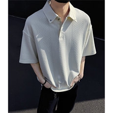 夏季新款美式肌理感短袖polo衫休闲翻领T恤简约复古上衣D415P45，男装T恤，电商A335-1（原A458）