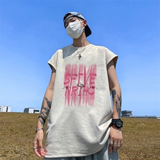 量大优供视频得物直播品220克夏季麂皮绒背心无袖T恤BJ167，男装T恤，电商A486