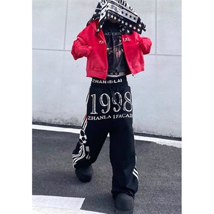 阔腿休闲裤男春秋季慵懒宽松直筒趣味猫咪印花运动卫裤 KW33图片