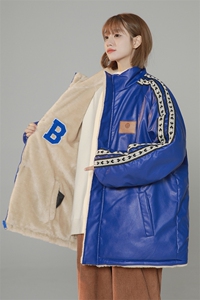 双面穿PU皮衣外套棉衣男加绒情侣棉服面包服棉袄女3323-P90控128图片