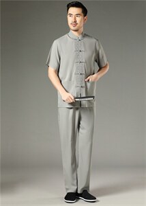 风夏季新款中老年男士短袖唐装太极服中式刺绣立领休闲套装图片