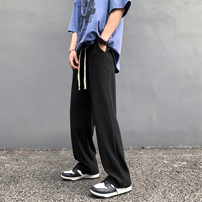 k3606-P45夏季新款潮流百搭中性男女情侣纯色垂坠感拖地休闲卫裤,男装休闲裤,电商A009A（原A058A）