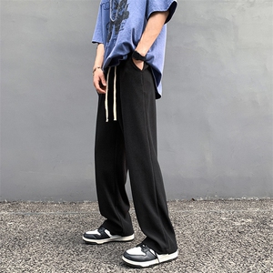 k3606-P45夏季新款潮流百搭中性男女情侣纯色垂坠感拖地休闲卫裤图片