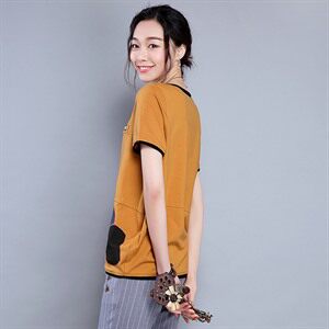 创意 2021年夏季 短袖 宽松 时尚 简约 百搭 潮流 几何图案 拼接 圆领 T恤图片