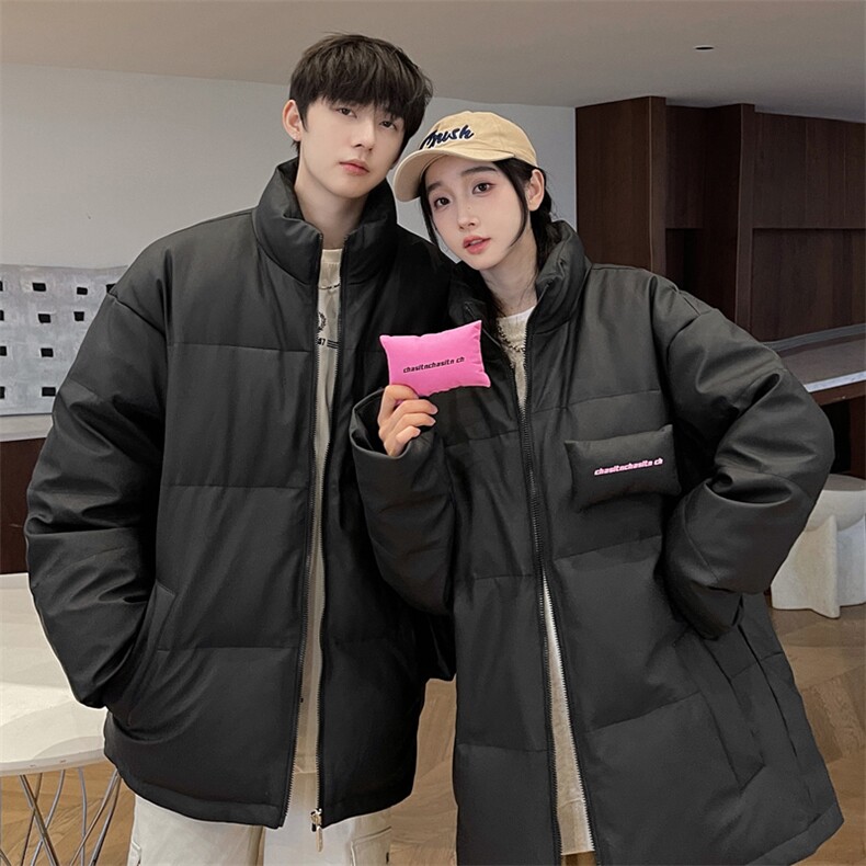 PU皮羽绒服冬季新款宽松港风白鸭绒情侣外套YR918-P150(控价198元，男装羽绒服，星座214-3