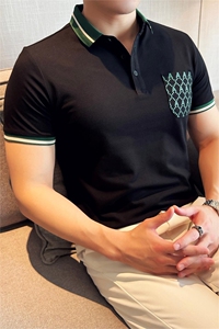 主推款2025夏季T恤翻领Polo衫新款潮流时尚翻领口袋设计T0288-P48图片