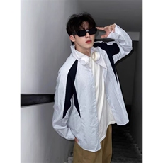 Q7-P39日系cityboy港风竖条纹衬衫男女高级感长袖，男装衬衫，电商B323A
