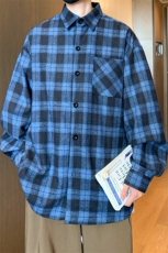 8XL-M格子衬衫男长袖秋季美式复古潮宽松衬衣外套CS516P55控78，男装衬衫，电商D206-1