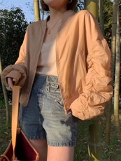 糖果色小清新袖褶皱设计防晒外套，其它，L·H·X