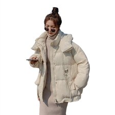 2021冬季新款韩版宽松中长款休闲连帽羽绒服女配挂件小兔子，商品下架区，帛香坊