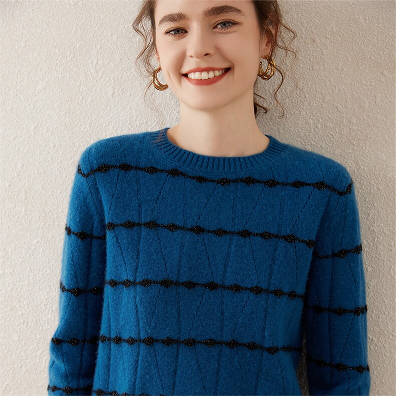 羊绒衫女宽松加厚2024冬季新款圆领套头重磅针织打底针织毛衣,女装羊绒衫,轩妮羊绒