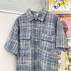 男士短袖夏季季2024新款格子短衬衫C5002P40，男装衬衫，星座1116-2
