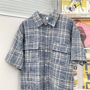 男士短袖夏季季2024新款格子短衬衫 C5002 P40图片