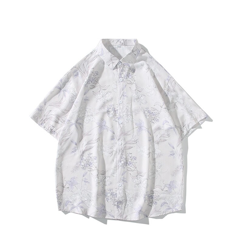 精品花衬衫大码男短袖夏季痞帅休闲上衣服外套翻领衬衣A012/P35,男装衬衫,电商A012