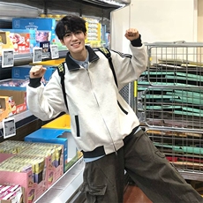 抖音得物高品质26春装美式高街重磅结构拼接织带立领卫衣外套CM42，女装短外套，电商A486-1