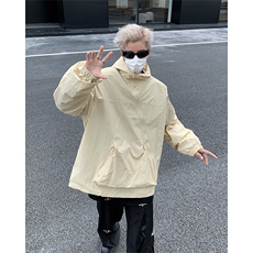 新款韩版百搭休闲宽松冲锋衣男女斜拉链设计感连帽外套J8726-p62，男装夹克，星座1008
