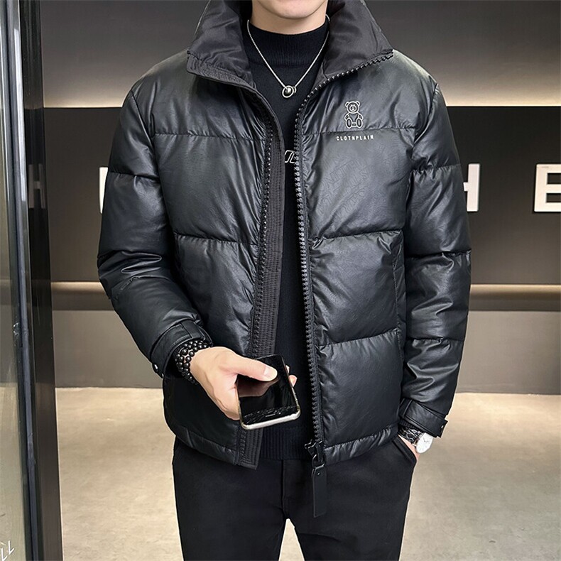 羽绒服男2024新款立领小熊刺绣羽绒皮外套B240-YR18916-P175,男装羽绒服,电商B240