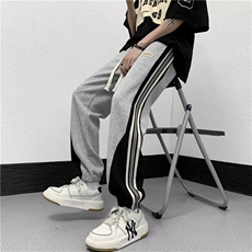 新款运动裤潮休闲裤时尚潮牌男宽松型原宿条纹长裤B487P36，男装休闲裤，星座1116-2
