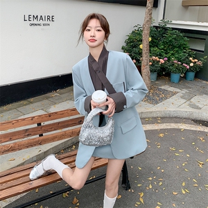 设计感小众不撞衫假两件西装套装女2025春季新款高级感西服两件套图片