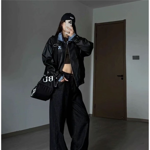 W559-P88 2025美式撞色拼接夹克男女同款秋季飞行员棒球服外套图片