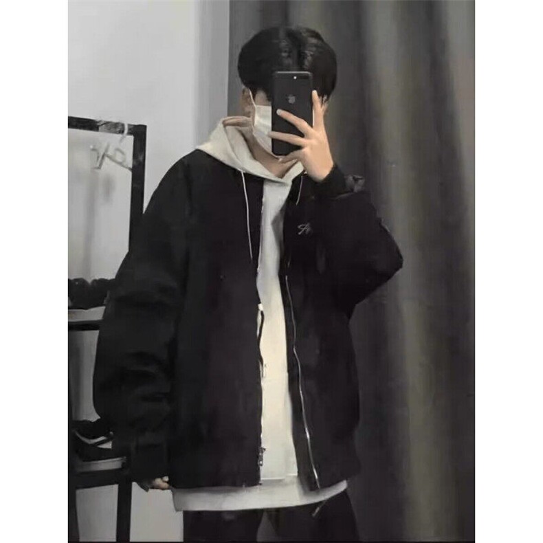 美式复古黑色飞行员夹克男春秋高街潮牌棒球服情侣外套9211-P55,男装夹克,星座1001-1
