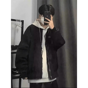 美式复古黑色飞行员夹克男春秋高街潮牌棒球服情侣外套 9211-P55图片