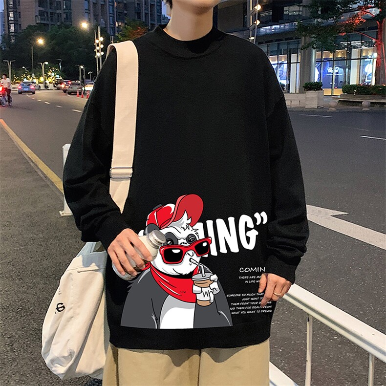 M18218-P45 加绒款-P65半高领毛衣男士大码针织衫男毛线衣男图片