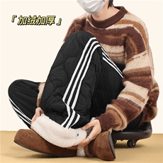 冬季新款美式条纹葫芦格设计加绒外穿棉裤B315-K25905JR-p65控89，男装棉裤，电商B315