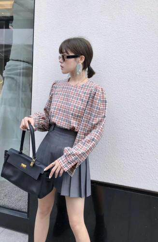 春款格子小衫，女装，魅力布梵