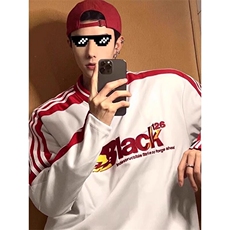 条纹火焰圆领棒球服卫衣潮牌高级感橄榄冰球服外套WY99特P38，女装短外套，星座908-1