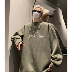 抖音得物供货提供视频秋冬重磅美式麂皮绒圆领卫衣JY387，男装卫衣，电商A486