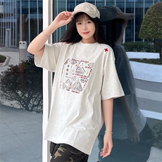 刺绣图腾游牧民族潮男女同款民族风情侣宽松纯棉T恤休闲潮，男装T恤，星座1210-1