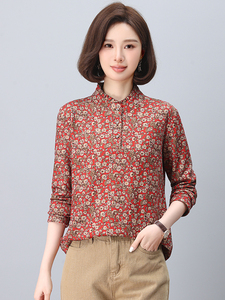 大量现货高领打底衫女秋冬装2024年碎花加绒内搭上衣中年妈妈加厚图片